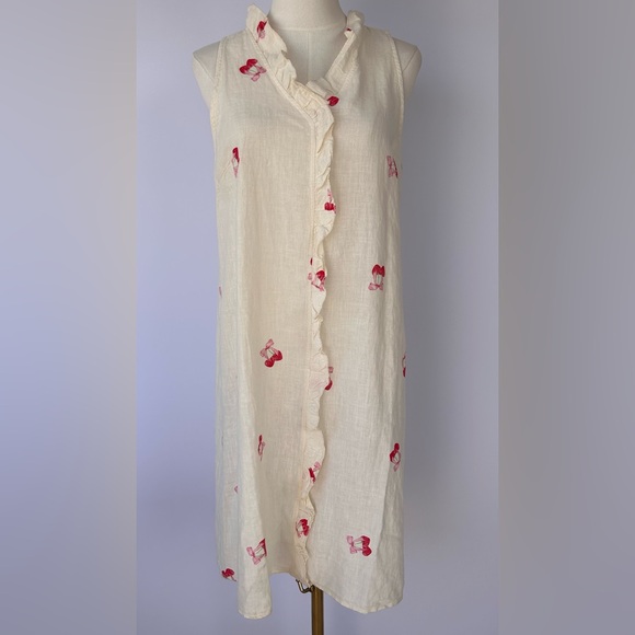 Bellambra Dresses & Skirts - Bellambra Women’s Linen/Cotton Shift Dress Ruffle Collar to Bottom Hem Large